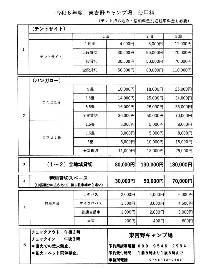 令和6年キャンプ場使用料